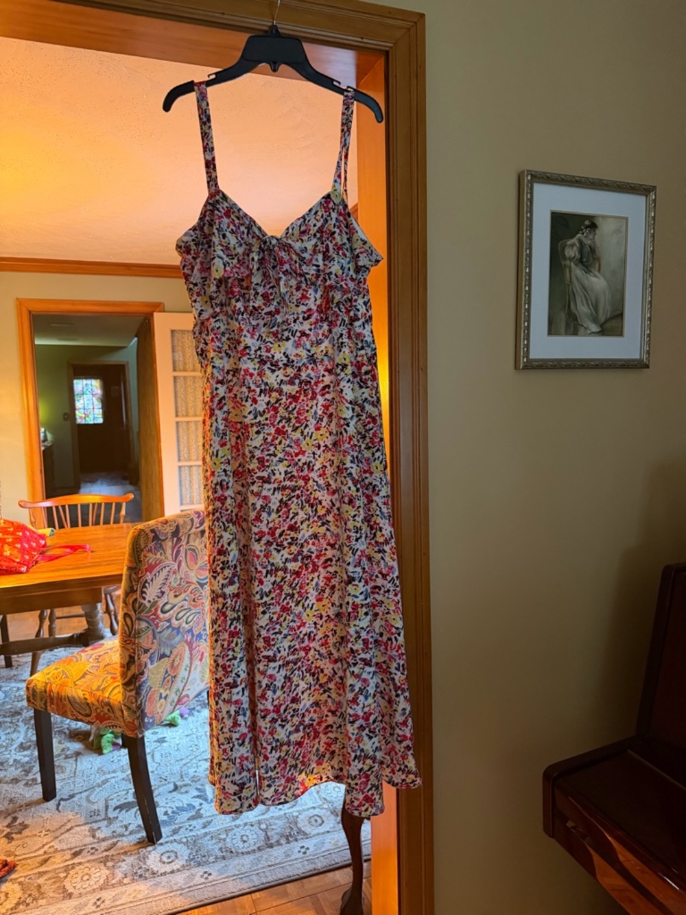 Jordan Floral Strapless Midi Dress in White, Red, Yellow and Blue